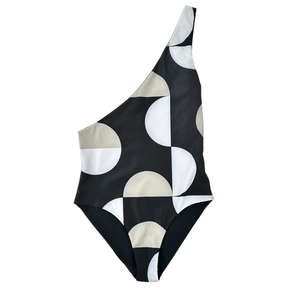Baiia Other - NWT Baiia Black White Gray Geometric Reversible One Shoulder One Piece Swimsuit
